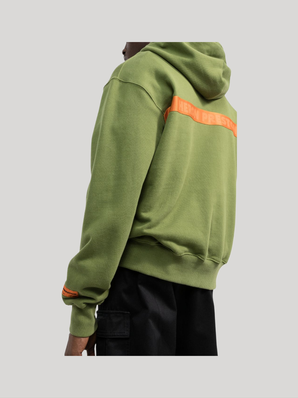 HERON PRESTON LOGO TAPE PRINT HOODIE